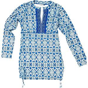 Cabana Life Dress Womens Medium UPF Swim Coverup Print Long Sleeve Tunic